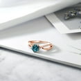 thumbnail image 4 of Gem Stone King 18K Rose Gold Plated Silver London Blue Topaz Women Ring (0.94 Ct Round, Available in Size 5, 6, 7, 8, 9), 4 of 5