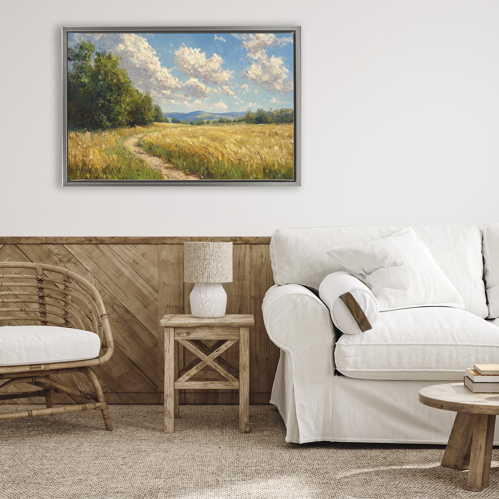 Stupell Industries Winding Path Through Wheat Field Gray Framed Floater Canvas Wall Art, design by Creative Studio