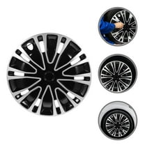 FRCOLOR Universal 2pcs Black Car Wheel Hubcap Covers Rim Caps Replacement for Car Use 14 Inch