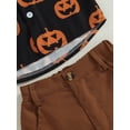 thumbnail image 5 of Halloween Kids Toddler Baby Boy Gentleman Outfits Pumpkin Print Short Sleeve Button Down Shirt and Shorts Set, 5 of 6
