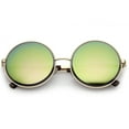 thumbnail image 1 of Oversize Metal Frame Etched Edge Colored Mirror Lens Round Sunglasses 60mm (Gold / Yellow Mirror), 1 of 4