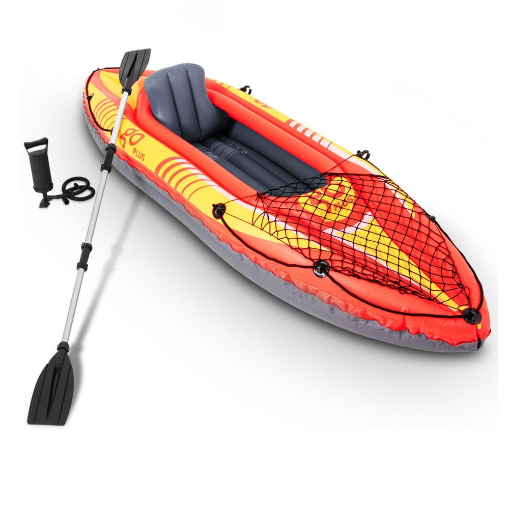 Goplus 1Person Inflatable Canoe Boat Kayak Set W/ Aluminum Alloy Oar