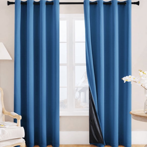 suxuMhao Curtains, Dark Blue Blackout Curtains for Living Room & Bedroom Thermal Insulated, Room Darkening Window Curtain Panels, 52×63in, 2 Pieces, Light Blocking Drapes for Home Decoration