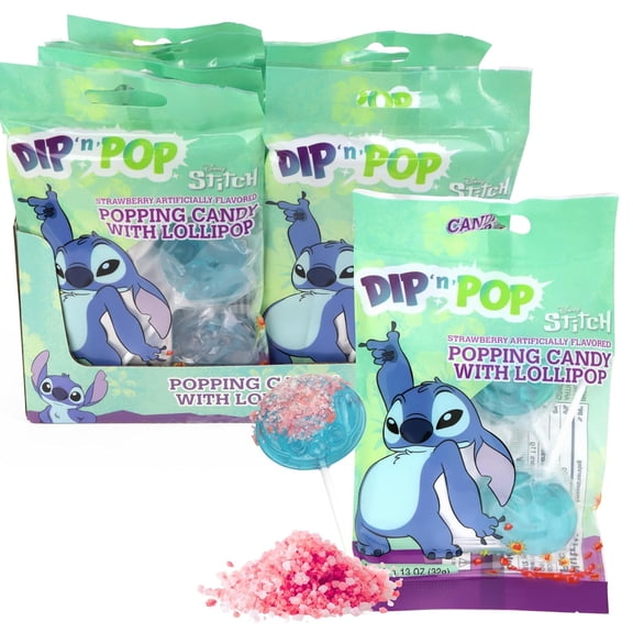 Stitch Lollipops with Dipping Popping Candy, Birthday Party Favor Treats, 18 Total Suckers