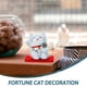 thumbnail image 5 of FELTECHELECTR 2 figuras de gato de cerámica de mesa, decoración de gato de la fortuna china, estatua de gato de cerámica lisa, artesanía., 5 of 6