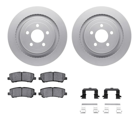 Dynamic Friction Company Rear Geospec Brake Rotors with Heavy Duty Brake Pads includes Hardware 4212-99073