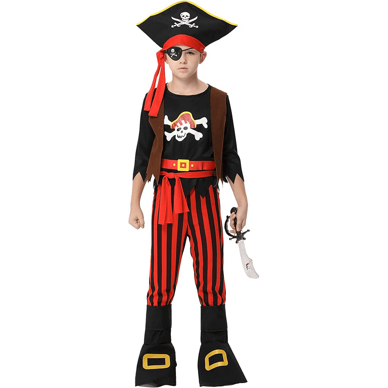 DNQCOS Pirate Costume Role Play Set - Sea Buccaneer Costume Dress up  Carnaval Birthday Christmas