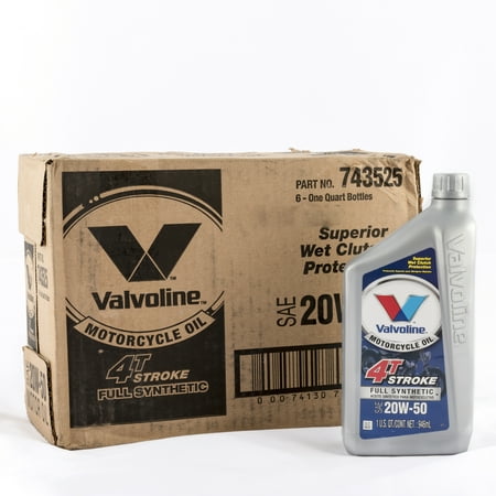 Valvoline Motorcycle Full Synthetic 20W-50 Motor Oil, 1 Quart, (6-pack)