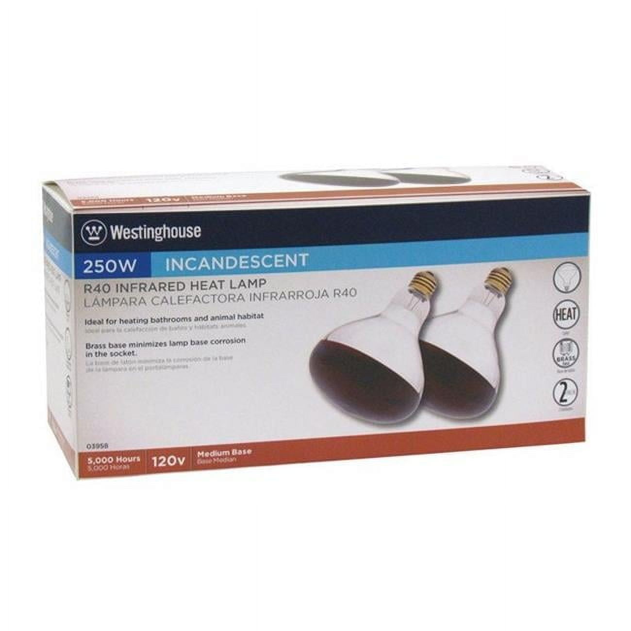 Westinghouse 03958 250 Watt R40 Infrared Heat Lamp Floodlight Bulb in Red