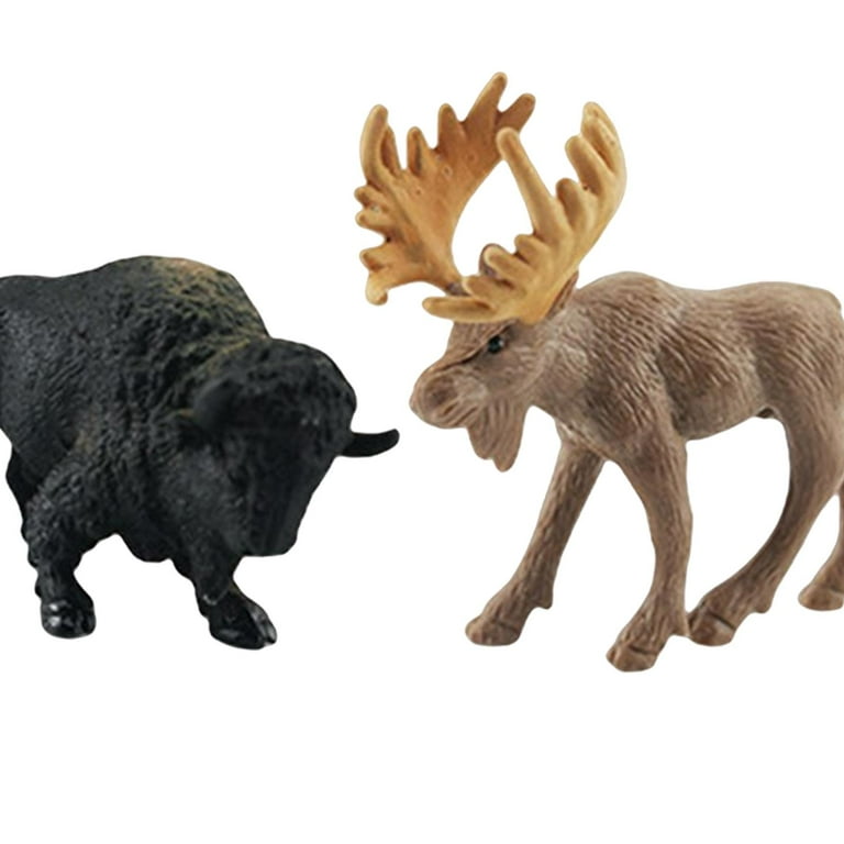 12x Wildlife Animal Playset Elk Bison for Educational Toy Decoration, Size: 4cm~7cm