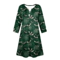 thumbnail image 6 of WTOBBY Women's Halloween Printed Fashionable V-Neck Button 3/4 Sleeve Pocket Dress - Spooky and Chic Dress with V-Neck Design, Ideal for Halloween Parties,Dark Green XL, 6 of 6