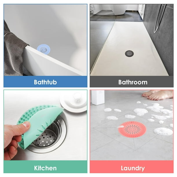 Bearachild 8 pack/lote colador de pelo para suelo y fregadero previene obstrucciones con filtro fácil filtro de drenaje de suelo Suministros de limpieza para el hogar