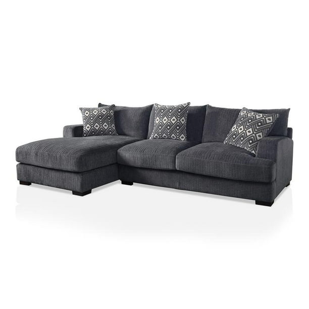 Furniture of America Turnstein Contemporary Chenille L-Shaped Sectional in  Gray - Walmart.com