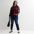 thumbnail image 4 of Plus Size Nine West Mixed Media Puff Sleeve Top Color: Plum Kiki Floral Size: 2X, 4 of 4