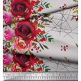 thumbnail image 3 of Soimoi Tissu Crêpe polyester Triangle, Imprimé Baies & Roses Tissu de Couture au Mètre 42 Pouces de Large, 3 of 3