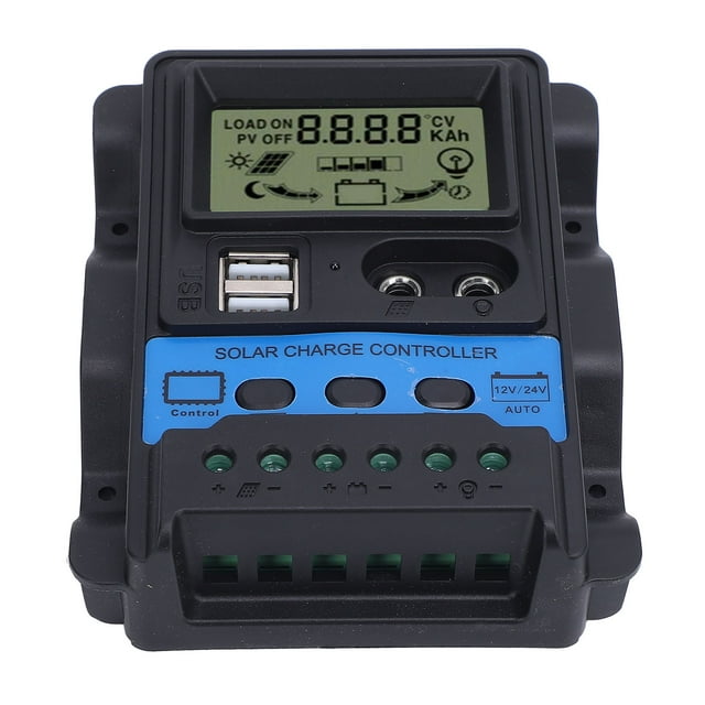 Solar Controller, PWM Solar Panel Controller with Dual USB Port Battery Intelligent Regulator for RVs Trailers Boats Yachts Voyager