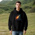 thumbnail image 3 of Men's Long Sleeve Hoodie Pullover Sweatshirt - Fiery Cosmic Explosion Design Drawstring Hood Front Kangaroo Pocket, 3 of 7