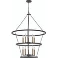 thumbnail image 3 of Vanity Art 10 Candle Style Light Wagon Wheel Chandelier Light Fixture | Modern Hanging Ceiling Lights Fixtures for Dining Room Living Room Bed Room, Kitchen, Classic Black/Brass Dust, SJT31910BK-BD, 3 of 9