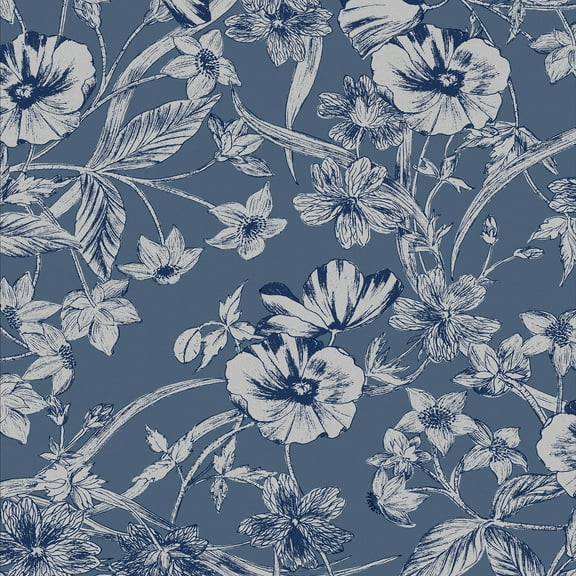Laura Ashley Summerhill Midnight Blue Wallpaper