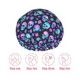 thumbnail image 5 of KLL Blue Skull Flower Pattern Shower Cap & Bath Cap for Women,Reversible Oversized Waterproof Shower Caps for all Hair Lengths,Elastic Reusable Bathing Hair Cap, 5 of 6