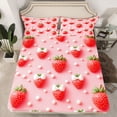 thumbnail image 2 of Castle Fairy Red Strawberry Twin Sheet Sets for Teens,Kawaii White Bowtie Bedding, 2 of 7