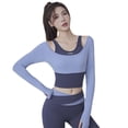 thumbnail image 3 of Conjunto de dos piezas de ropa deportiva ajustada de secado rápido para mujer, para correr, fitness, yoga y manga larga, 3 of 5