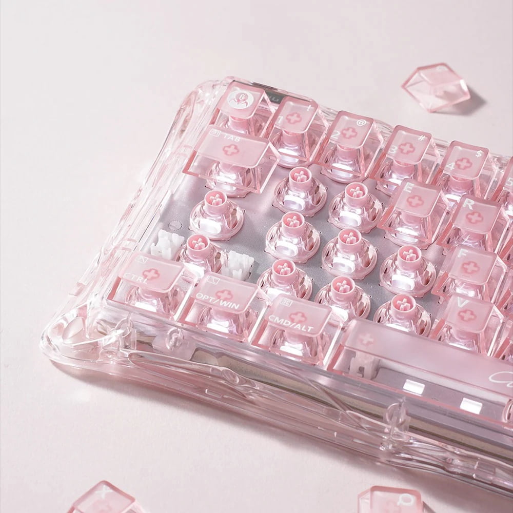 GravaStar Mercury V60 Crystal Rose 60% Gaming Keyboard - Magnetic Hall Effect Switches, 8K Polling, Rapid Trigger, Adjustable Actuation - Crystal Rose