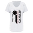 thumbnail image 4 of T-Shirt à Manches Courtes pour Femmes Liquidation T-Shirt en Chiffon pour Femmes Baseball T-Shirt à Manches Courtes avec Imprimé Lettre Baseball Col en V, 4 of 4