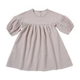 thumbnail image 2 of safuny Toddler Kids Baby Girls Fashion Cute Solid Color Ruffles Trumpet Long Sleeves Top Bottoming Shirt Solid Childs Playwear Long Sleeve Sweatshirts Flared Beige 5Y, 2 of 3