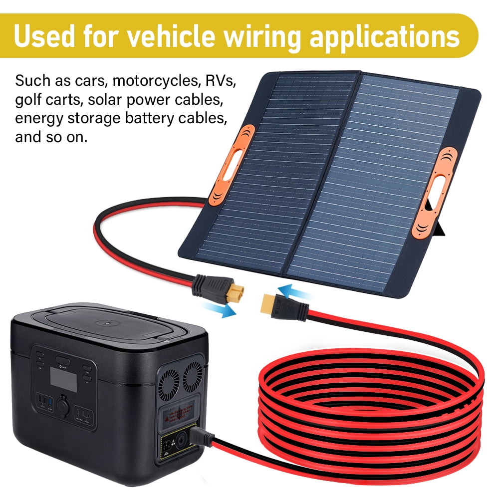 Hormy 12AWG 10FT XT60 Extension Cable, Female to Male Connector for RC Battery, Battery Pack, Solar Generator, Portable Power Station, Solar Panel
