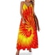 thumbnail image 1 of Vestido hippie teñido anudado, retro psicodélico, kawaii, maxivestido con tirantes, elegante, bohemio, para playa, largo, de verano, con cuello en V, de gran tamaño, 1 of 7