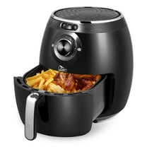5.8 Qt Air Fryer, 1700W Digital Electric Cooker with Non-Stick Basket, 8 Presets, Temp Control & Recipe Book - Black