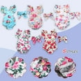 thumbnail image 3 of Odeerbi Baby Bodysuit Layette Set for Toddler Sleeveless Romper Flower Print Headband Two-piece Children's Clothing Blue, 3 of 3
