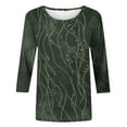 thumbnail image 4 of Yuanlook Women's 3/4 Length Sleeve Tops Crew Neck Dressy Casual Blouses T Shirts Fall Clothes - Army Green - L, 4 of 9
