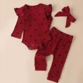 thumbnail image 2 of UAYOTSE Baby Girl Clothes Outfits Romper Pants Cute Bow Headband Hat Sets for Baby Girls,Sizes 3-6 Months, 2 of 6