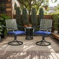 thumbnail image 2 of Yardi Yarda 2-Pack Swivel Outdoor Chairs with Soft Cushions, Swivel Chair with Round Steel Base for Outdoor as Yard, Navy, 2 of 12