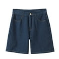 thumbnail image 3 of Adeawade Jean For Mens Straight Leg Denim Pants Loose Fit Jeans Solid Color Baggy Slacks Knee Length Shorts Leisure Clothes S Dark Blue, 3 of 6