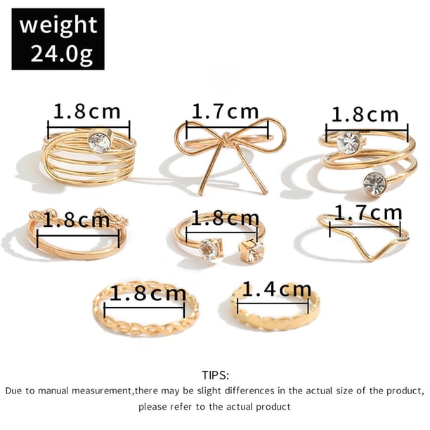 WREESH 8PC Women Girls Finger Joints Chain Stacking Rings Vintage