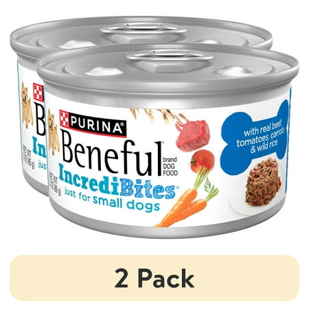 (2 pack) Purina Beneful Small Breed Wet Dog Food in Gravy, IncrediBites With Real Beef, 3 oz.