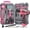 Pink, variant on Hi-Spec Tool Set with 8V Cordless Drill Set. Complete DIY Tool Kit with USB Rechargeable Electric Drill Driver for Women and Men, Home Repair & Maintenance, in a Compact Toolbox, Red