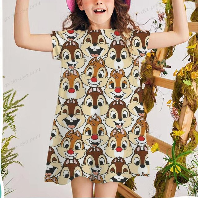 Vestido de verano para niña de 2 a 12 años, vestido con estampado de venado y Bambi para bebé, vestido informal con estampado 3d, ropa para niños bonita 6T Gao Jinjia LED