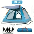 thumbnail image 4 of Blue Camping Tent Automatic Instant Pop-Up 3-4/5-10Men Family Outdoor Hiking Shelter, 4 of 10