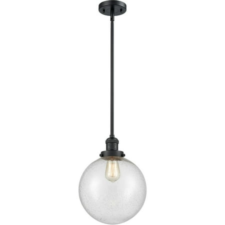 

Matte Black Tone Mini Pendants 10 Wide Seedy Glass Steel/Cast Brass/Glass Medium Base LED 1 Light Fixture