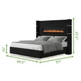 thumbnail image 3 of Queen Size Upholstered Bed with with Ambient Lighting, Wooden Upholstery Platform Bed with Slat Supports, Velvet Tufted Platform Bed, No Box Spring Needed, Easy to Assemble, Black, 3 of 6