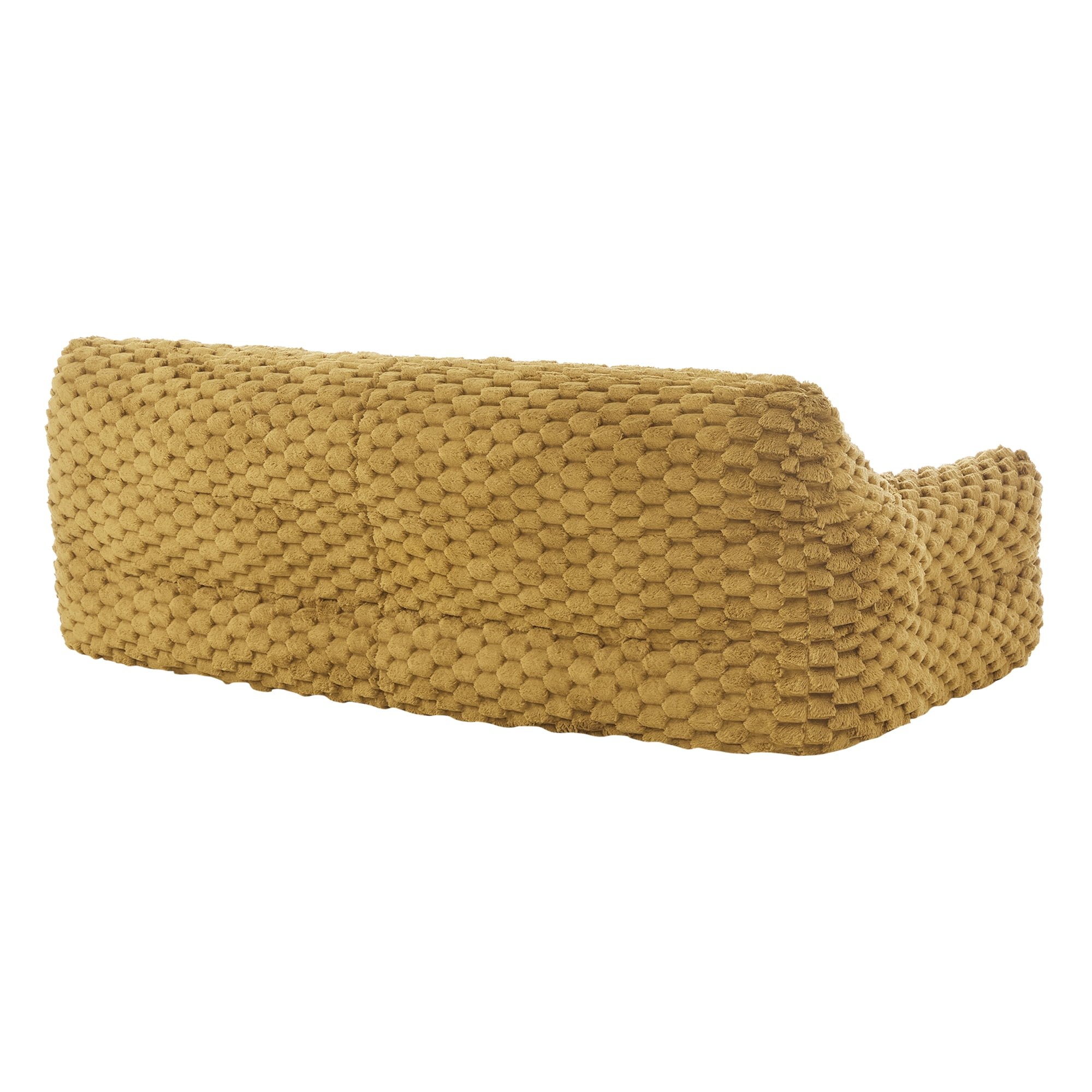 Spruce & Spring Ultra-Plush Fleece Lazy Sofa with Pillow & Blanket, Cozy Bean Bag Loveseat for Living Room & Bedroom,Golden Glow-Bubble Knit