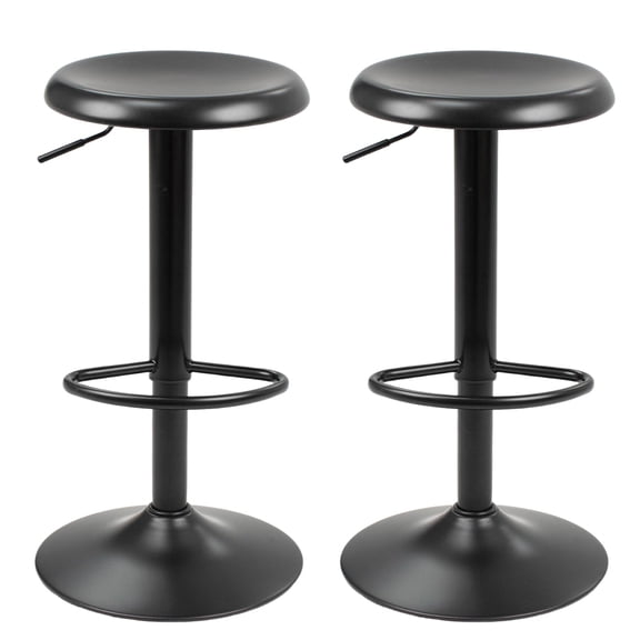 Black Adjustable Swivel Bar Stools - 2 Pack, Backless Modern Metal Counter Height Stools