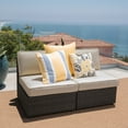 thumbnail image 2 of Felicity Outdoor Wicker Armless Chairs with Cushions, Set of 2, Dark Brown and Beige, 2 of 7