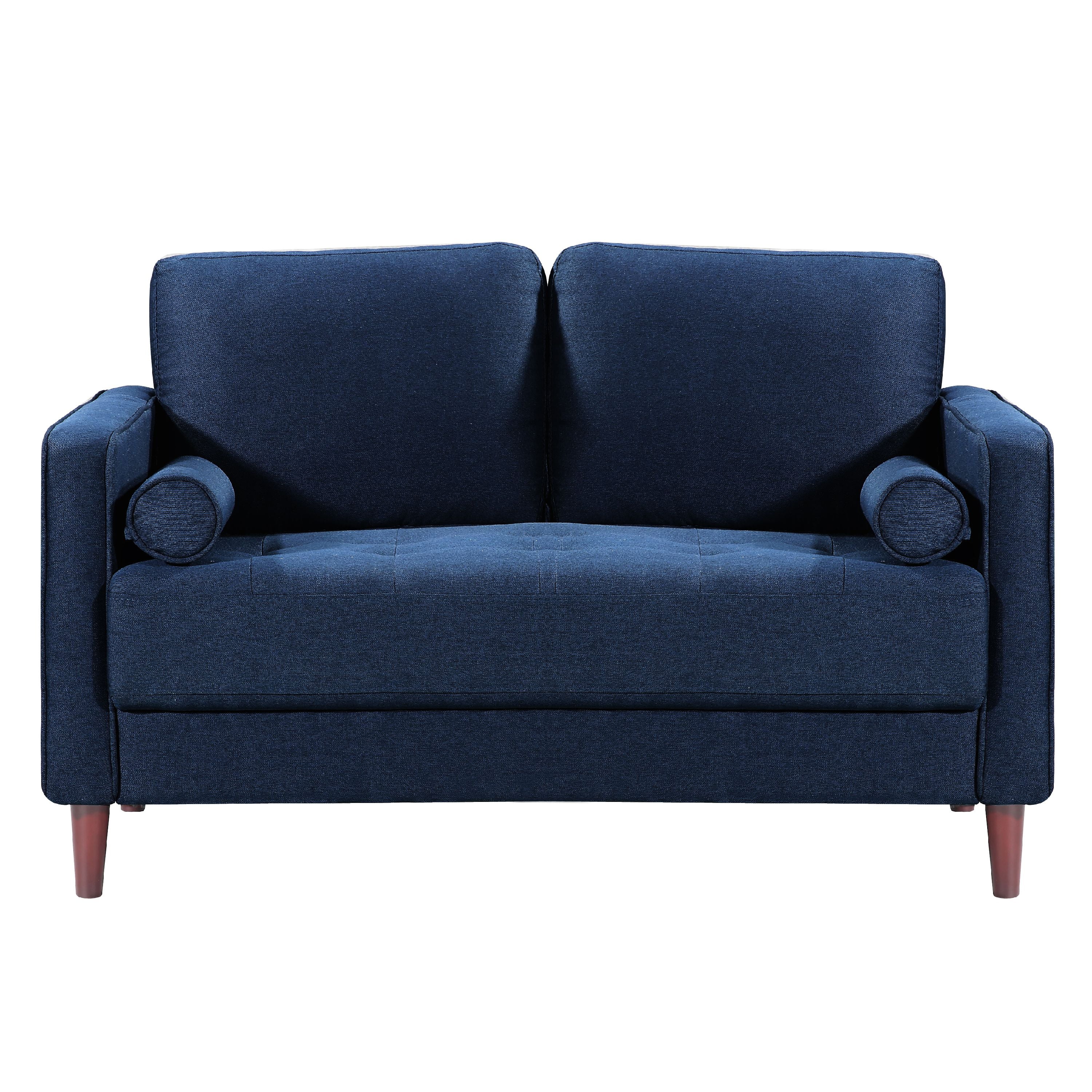Lifestyle Solutions Lorelei Mid-Century Modern Loveseat, Blue Fabric