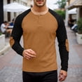 thumbnail image 2 of KHONTS Men's Henley Shirt Raglan Long Sleeve T Shirts Casual Lightweight Tops Classic Fashion Tees Coffee XXL, 2 of 5