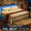 thumbnail image 5 of EnHomee King Size Metal Platform Bed Frame with Headboard Metal Bed Frame with LED Lights King Bed Frame with Underbed Storage,Black, 5 of 8